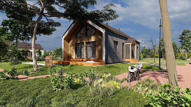 Проект N 5 в стиле "Barn House" серый