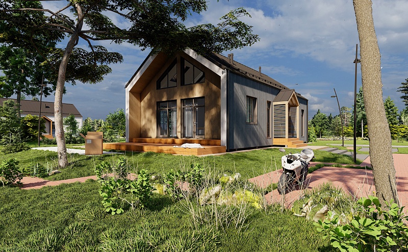 Проект N 5 в стиле "Barn House" серый