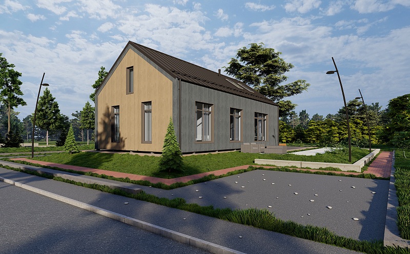 Проект №5 в стиле "Barn House" серый